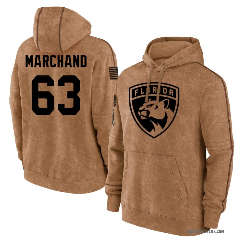 Brad Marchand Men's Brown Florida Panthers 2023 Salute to Service Club Pullover Hoodie