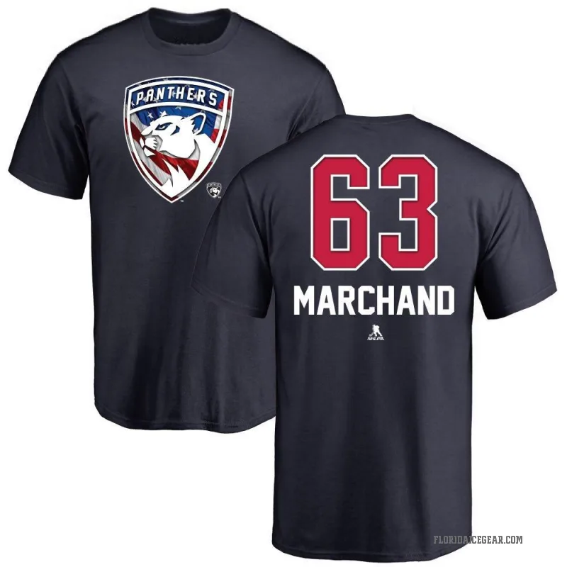Brad Marchand Men's Navy Florida Panthers Name and Number Banner Wave T-Shirt -