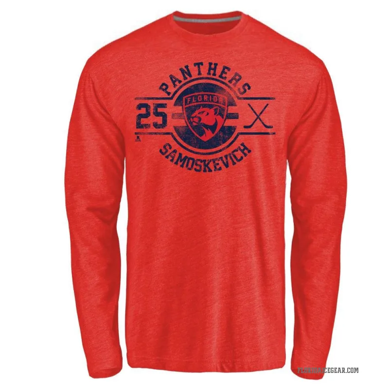 Mackie Samoskevich Men's Red Florida Panthers Insignia Long Sleeve T-Shirt -