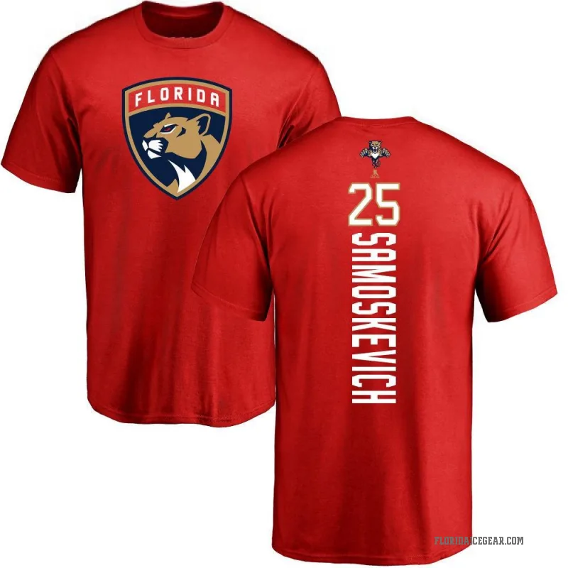 Mackie Samoskevich Youth Red Florida Panthers Backer T-Shirt -