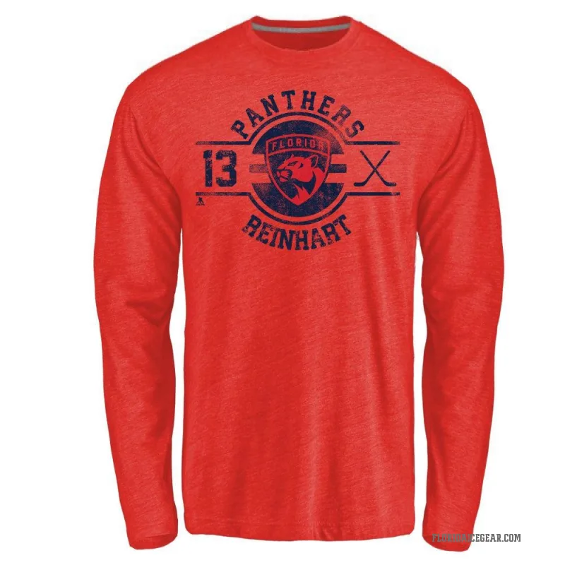 Sam Reinhart Men's Red Florida Panthers Insignia Long Sleeve T-Shirt -