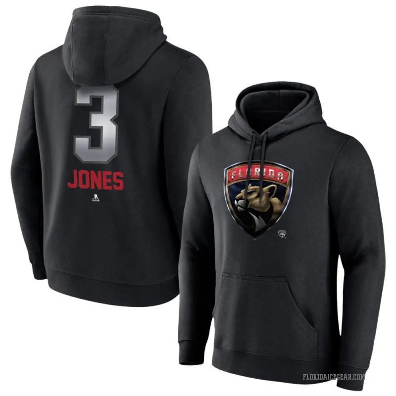 Seth Jones Men's Black Florida Panthers Branded Midnight Mascot Logo Pullover Hoodie